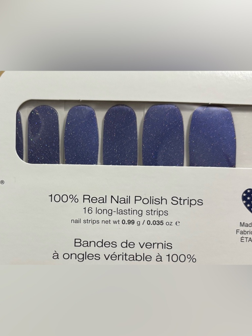 Color Street Blue Glitter Press-On Nail Strips - Picture 2 of 3